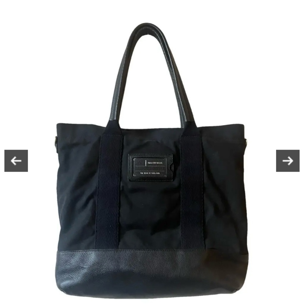 Balenciaga Black Leather & Canvas Tote